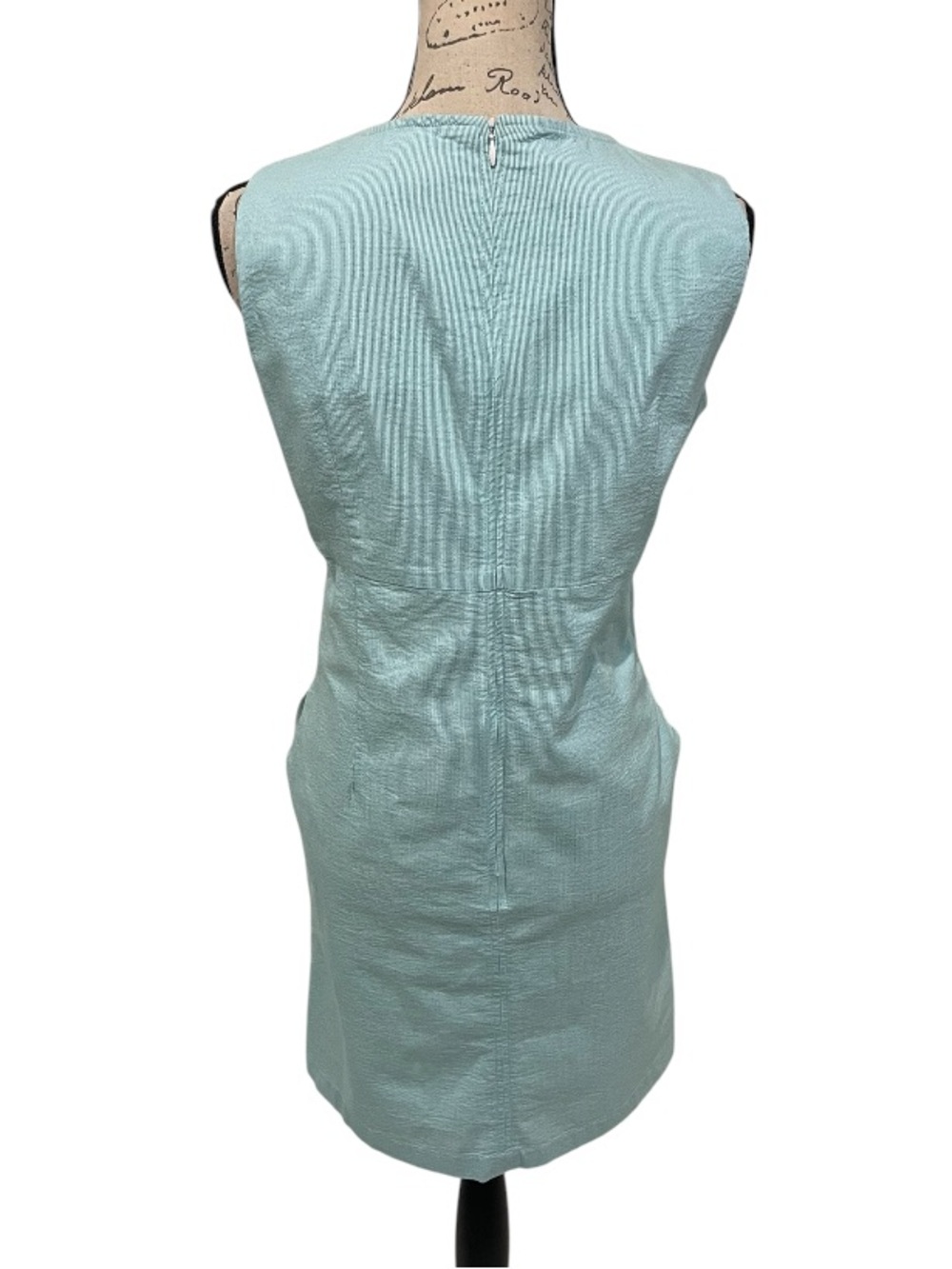 Sara Campbell Aqua Bow Sheath Dress Size 10 Made in USA - Picture 10 of 13